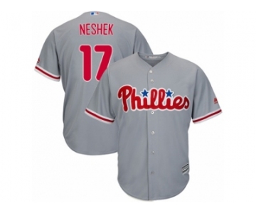 Men's Majestic Philadelphia Phillies #17 Pat Neshek Replica Grey Road Cool Base MLB Jersey