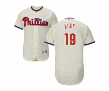 Men's Majestic Philadelphia Phillies #19 John Kruk Cream Flexbase Authentic Collection MLB Jersey