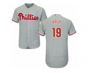 Men's Majestic Philadelphia Phillies #19 John Kruk Grey Flexbase Authentic Collection MLB Jersey