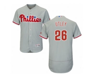 Men's Majestic Philadelphia Phillies #26 Chase Utley Grey Flexbase Authentic Collection MLB Jersey
