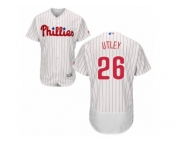 Men's Majestic Philadelphia Phillies #26 Chase Utley White Red Strip Flexbase Authentic Collection MLB Jersey