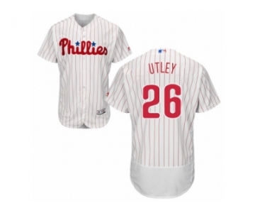 Men's Majestic Philadelphia Phillies #26 Chase Utley White Red Strip Flexbase Authentic Collection MLB Jersey