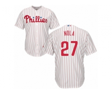 Men's Majestic Philadelphia Phillies #27 Aaron Nola Authentic White Red Strip Home Cool Base MLB Jersey