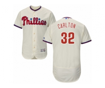 Men's Majestic Philadelphia Phillies #32 Steve Carlton Cream Flexbase Authentic Collection MLB Jersey