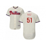 Men's Majestic Philadelphia Phillies #51 Carlos Ruiz Cream Flexbase Authentic Collection MLB Jersey Men's Majestic Philadelphia Phillies #51 Carlos Ruiz Cream Flexbase Authentic Collection MLB Jersey