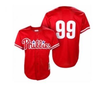Men's Mitchell and Ness Philadelphia Phillies #99 Mitch Williams Replica Red Throwback MLB Jersey