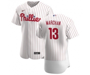 Men's Nike Philadelphia Phillies #13 Rafael Marchan White Home 2020 Authentic Player Baseball Jersey