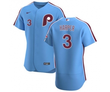 Men's Nike Philadelphia Phillies #3 Bryce Harper Light Blue Alternate 2020 Authentic Player Baseball Jersey