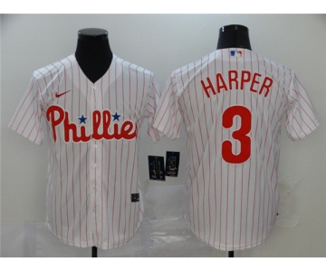 Men's Nike Philadelphia Phillies #3 Bryce Harper White Home Stitched Baseball Jersey