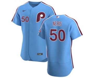 Men's Nike Philadelphia Phillies #50 Hector Neris Light Blue Alternate 2020 Authentic Player Baseball Jersey
