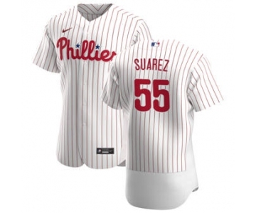 Men's Nike Philadelphia Phillies #55 Ranger Suarez White Home 2020 Authentic Player Baseball Jersey