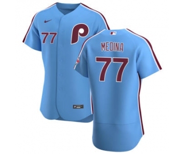Men's Nike Philadelphia Phillies #77 Adonis Medina Light Blue Alternate 2020 Authentic Player Baseball Jersey