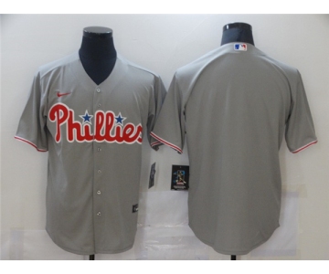 Men's Nike Philadelphia Phillies Blank Gray Road Stitched Baseball Jersey