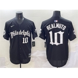 Men's Philadelphia Phillies #10 J.T. Realmuto Black Gothic Vapor Limited Stitched Jersey