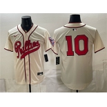 Men's Philadelphia Phillies #10 J.T. Realmuto Cream 2026 Field of Dreams Stadium Stitched Baseball Jersey