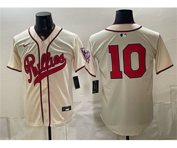 Men's Philadelphia Phillies #10 J.T. Realmuto Cream 2026 Field of Dreams Stadium Stitched Baseball Jersey