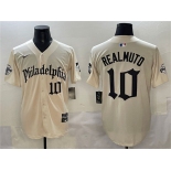 Men's Philadelphia Phillies #10 J.T. Realmuto Cream Gothic Vapor Limited Stitched Jersey