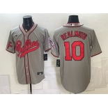 Men's Philadelphia Phillies #10 J.T. Realmuto Gray 2026 Field of Dreams Stadium Stitched Baseball Jersey