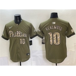 Men's Philadelphia Phillies #10 J.T. Realmuto Olive 2026 Armed Forces Day Stitched Jersey