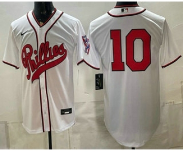 Men's Philadelphia Phillies #10 JT Realmuto White 2026 Field of Dreams Stadium Stitched Jersey