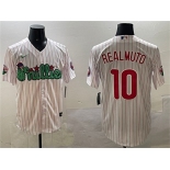 Men's Philadelphia Phillies #10 J.T. Realmuto White Phanatic Cool Base Stitched Jersey