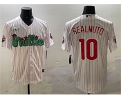 Men's Philadelphia Phillies #10 J.T. Realmuto White Phanatic Cool Base Stitched Jersey