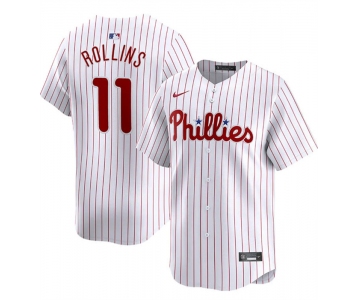 Men's Philadelphia Phillies #11 Jimmy Rollins White Home Limited Stitched Jersey