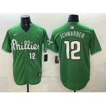 Men's Philadelphia Phillies #12 Kyle Schwarber Green Limited Stitched Jersey Men's Philadelphia Phillies #12 Kyle Schwarber Green Limited Stitched Jersey