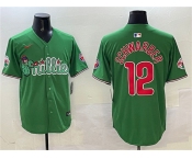 Men's Philadelphia Phillies #12 Kyle Schwarber Green Phanatic Limited Stitched Jersey