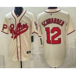 Men's Philadelphia Phillies #12 Kyle Schwarber Name Cream 2026 Field of Dreams Stadium Stitched Jersey