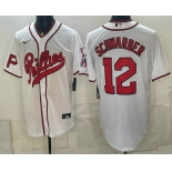 Men's Philadelphia Phillies #12 Kyle Schwarber Name White 2026 Field of Dreams Stadium Stitched Jersey