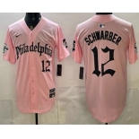 Men's Philadelphia Phillies #12 Kyle Schwarber Pink Gothic Vapor Limited Stitched Jersey Men's Philadelphia Phillies #12 Kyle Schwarber Pink Gothic Vapor Limited Stitched Jersey