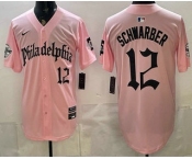 Men's Philadelphia Phillies #12 Kyle Schwarber Pink Gothic Vapor Limited Stitched Jersey Men's Philadelphia Phillies #12 Kyle Schwarber Pink Gothic Vapor Limited Stitched Jersey