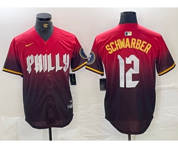 Men's Philadelphia Phillies #12 Kyle Schwarber Red 2024 City Cool Base Jersey