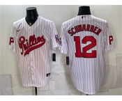 Men's Philadelphia Phillies #12 Kyle Schwarber White 2026 Field of Dreams Stadium Stitched Baseball Jersey Men's Philadelphia Phillies #12 Kyle Schwarber White 2026 Field of Dreams Stadium Stitched Baseball Jersey