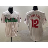 Men's Philadelphia Phillies #12 Kyle Schwarber White Phanatic Cool Base Stitched Jersey