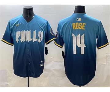 Men's Philadelphia Phillies #14 Pete Rose Blue 2024 City Connect Limited Stitched Jersey