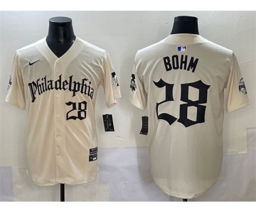 Men's Philadelphia Phillies #28 Alec Bohm Cream Gothic Vapor Limited Stitched Jersey