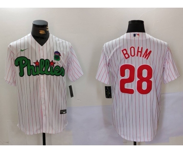 Men's Philadelphia Phillies #28 White Green Cool Base Stitched Jersey