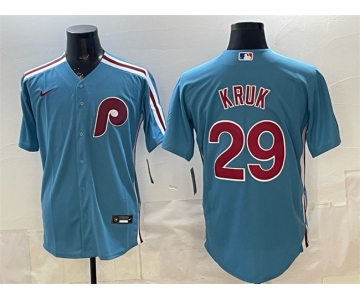 Men's Philadelphia Phillies #29 John Kruk Blue Cool Base Stitched Jersey