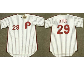 Men's Philadelphia Phillies #29 John Kruk White Stitched Jersey