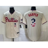 Men's Philadelphia Phillies #3 Bryce Harper Cream USA 250 Fourth of July Home Stitched Baseball Jersey Men's Philadelphia Phillies #3 Bryce Harper Cream USA 250 Fourth of July Home Stitched Baseball Jersey