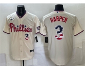 Men's Philadelphia Phillies #3 Bryce Harper Cream USA 250 Fourth of July Home Stitched Baseball Jersey Men's Philadelphia Phillies #3 Bryce Harper Cream USA 250 Fourth of July Home Stitched Baseball Jersey