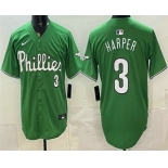 Men's Philadelphia Phillies #3 Bryce Harper Green Limited Stitched Jersey Men's Philadelphia Phillies #3 Bryce Harper Green Limited Stitched Jersey