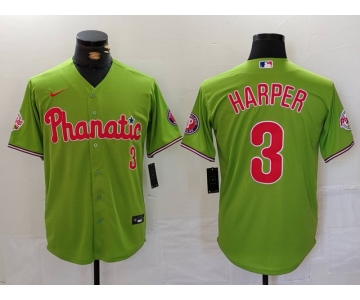Men's Philadelphia Phillies #3 Bryce Harper Green Stitched Cool Base Nike Jersey