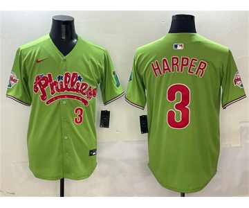 Men's Philadelphia Phillies #3 Bryce Harper Light Green Phanatic Limited Stitched Jersey