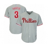 Men's Philadelphia Phillies #3 Bryce Harper Majestic Gray Official Cool Base Replica Player Jersey Men's Philadelphia Phillies #3 Bryce Harper Majestic Gray Official Cool Base Replica Player Jersey