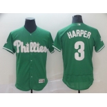 Men's Philadelphia Phillies #3 Bryce Harper Majestic Green Home Flexbase Authentic Collection Player Jersey Men's Philadelphia Phillies #3 Bryce Harper Majestic Green Home Flexbase Authentic Collection Player Jersey