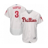 Men's Philadelphia Phillies #3 Bryce Harper Majestic White Home Flexbase Authentic Collection Player Jersey Men's Philadelphia Phillies #3 Bryce Harper Majestic White Home Flexbase Authentic Collection Player Jersey