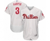 Men's Philadelphia Phillies #3 Bryce Harper Majestic White Home Flexbase Authentic Collection Player Jersey